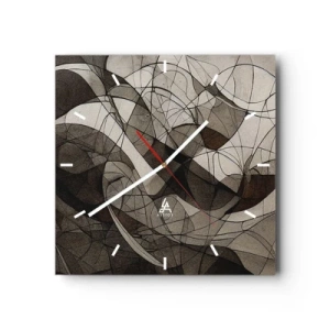 Horloge murale - Pendule murale - Motif abstrait dans des tons marron et terreux - 30x30cm - Circulation des couleurs de la terre - Décoration murale moderne pour le salon et la chambre ARTTOR