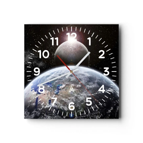 Horloge murale - Pendule murale - Paysage cosmique - lever de soleil - 40x40 cm