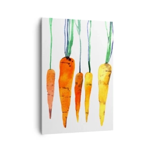 Impression sur toile - Image sur toile - Carottes à l'aquarelle dans différentes nuances sur fond blanc - 70x100cm - La beauté de l'ordinaire - Décoration murale moderne pour le salon et la chambre ARTTOR