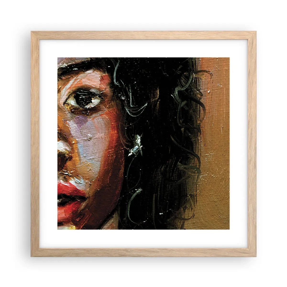 Affiche dans un chêne clair - Poster - Noir et brillant - 40x40 cm