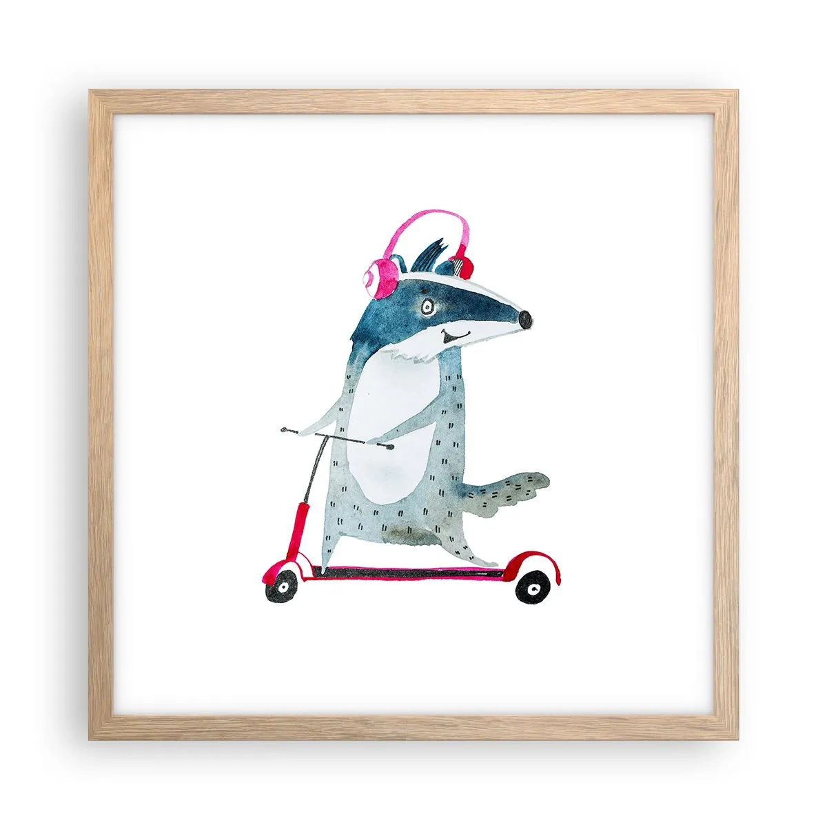 Affiche dans un chêne clair - Poster - La joie du blaireau - 40x40 cm