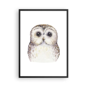 Affiche dans un cadre noir - Poster - Un charmant portrait à l'aquarelle d'un hibou - 50x70cm - Regarde-moi dans les yeux - Décoration murale moderne pour le salon et la chambre ARTTOR