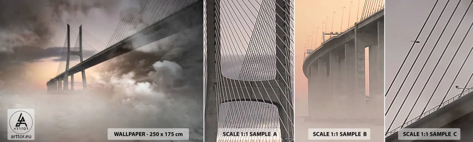 Échantillon De Papier Peint Standard Eco - Sur la rivière qui n'existe pas - Paysage, Pont, Architecture - 100x30 cm