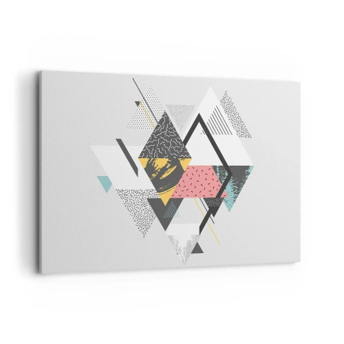 Impression sur toile - Image sur toile - Motifs géométriques sur fond clair - 100x70cm - Variation sur triangle et losange - Décoration murale moderne pour le salon et la chambre ARTTOR