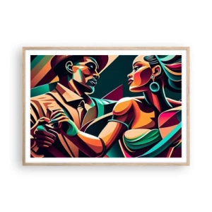 Affiche dans un chêne clair - Poster - Au rythme du coeur - 100x70 cm
