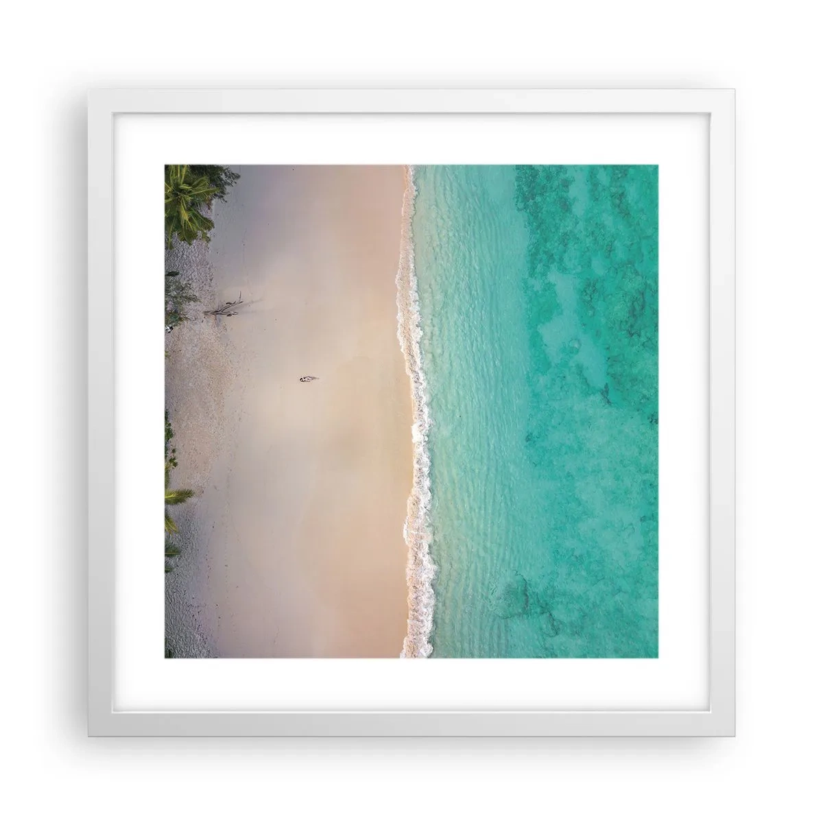 Affiche dans un cadre blanc - Poster - Plage paradisiaque - 40x40 cm