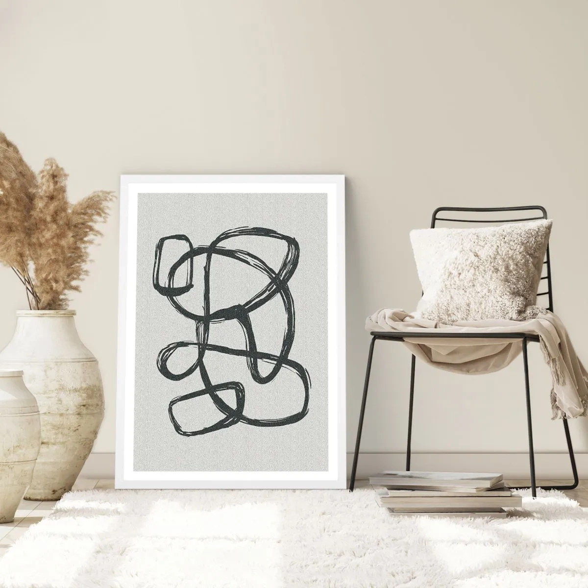 Affiche dans un cadre blanc - Poster - Abstraction en boucle - 50x70 cm