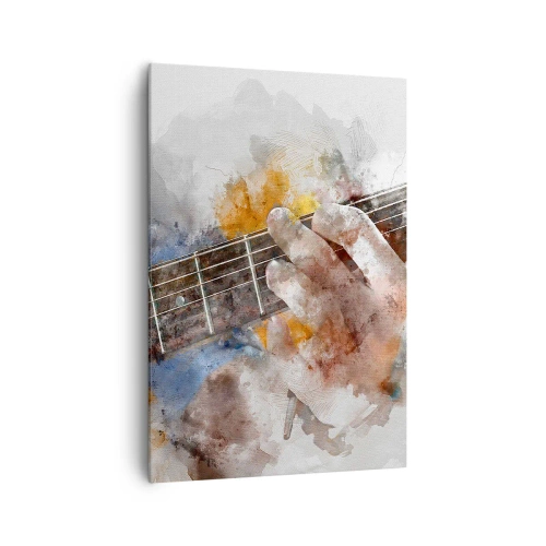 Impression sur toile - Image sur toile - Image abstraite d'une main jouant de la guitare - 70x100cm - La poésie entre les cordes - Décoration murale moderne pour le salon et la chambre ARTTOR
