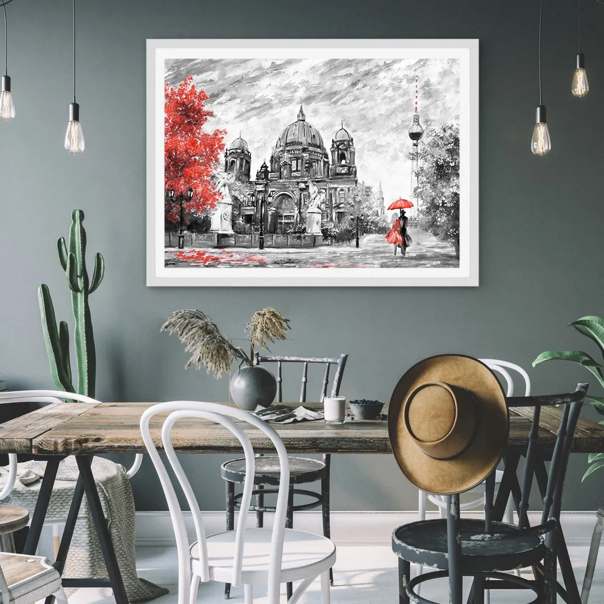 Affiche dans un cadre blanc - Poster - Rencontre berlinoise - 70x50 cm