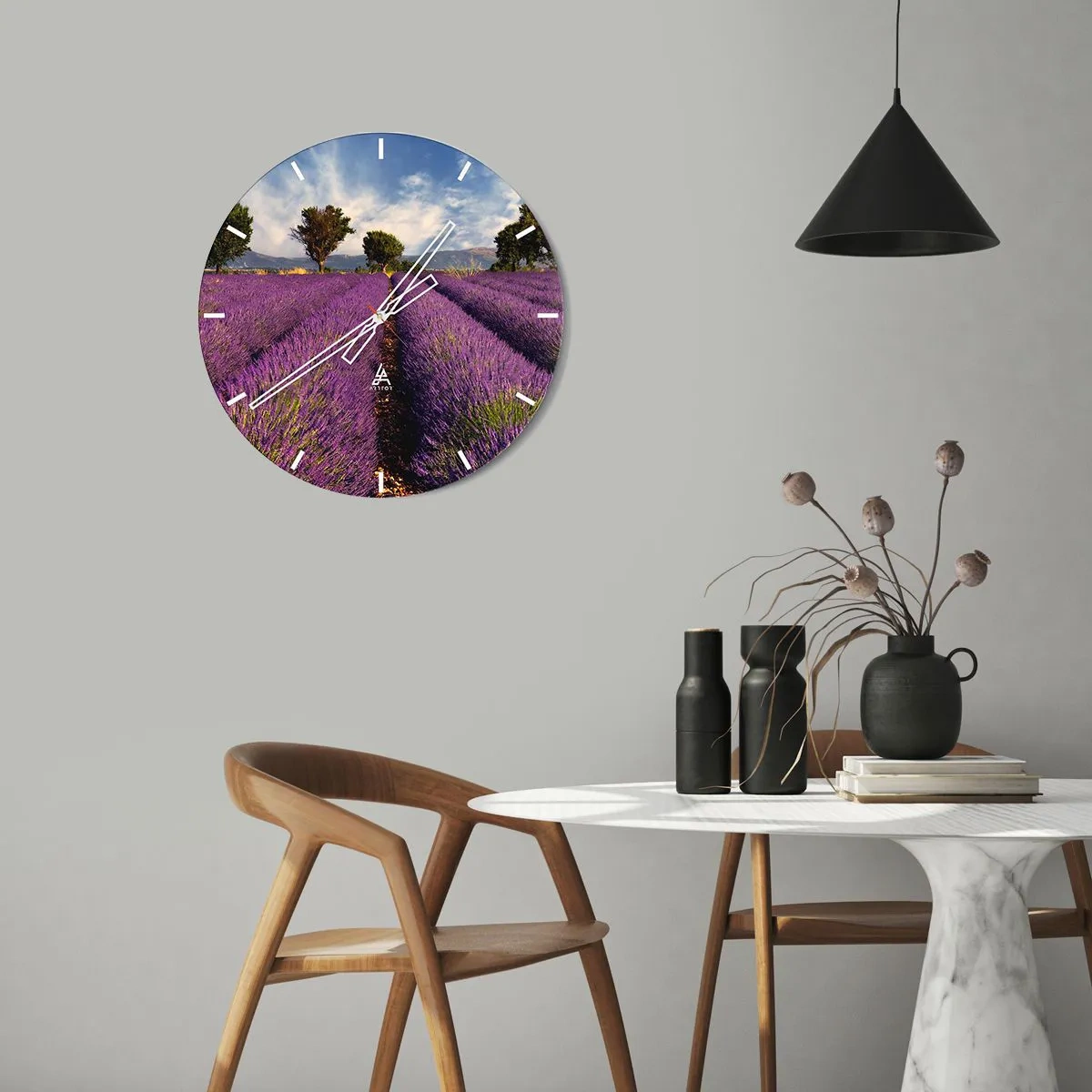 Horloge murale - Pendule murale - Champs de lavande - 40x40 cm