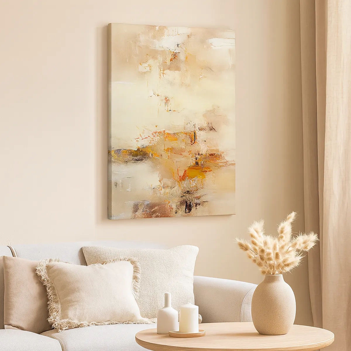 Impression sur toile - Image sur toile - Une composition abstraite dans des tons chauds de jaune et de marron. - 50x70cm - Âme de l'ambre - Décoration murale moderne pour le salon et la chambre ARTTOR