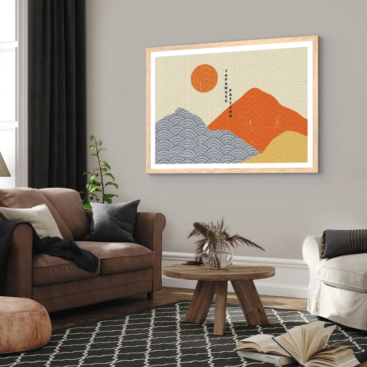 Affiche dans un chêne clair - Poster - Dans l'esprit japonais - 70x50 cm