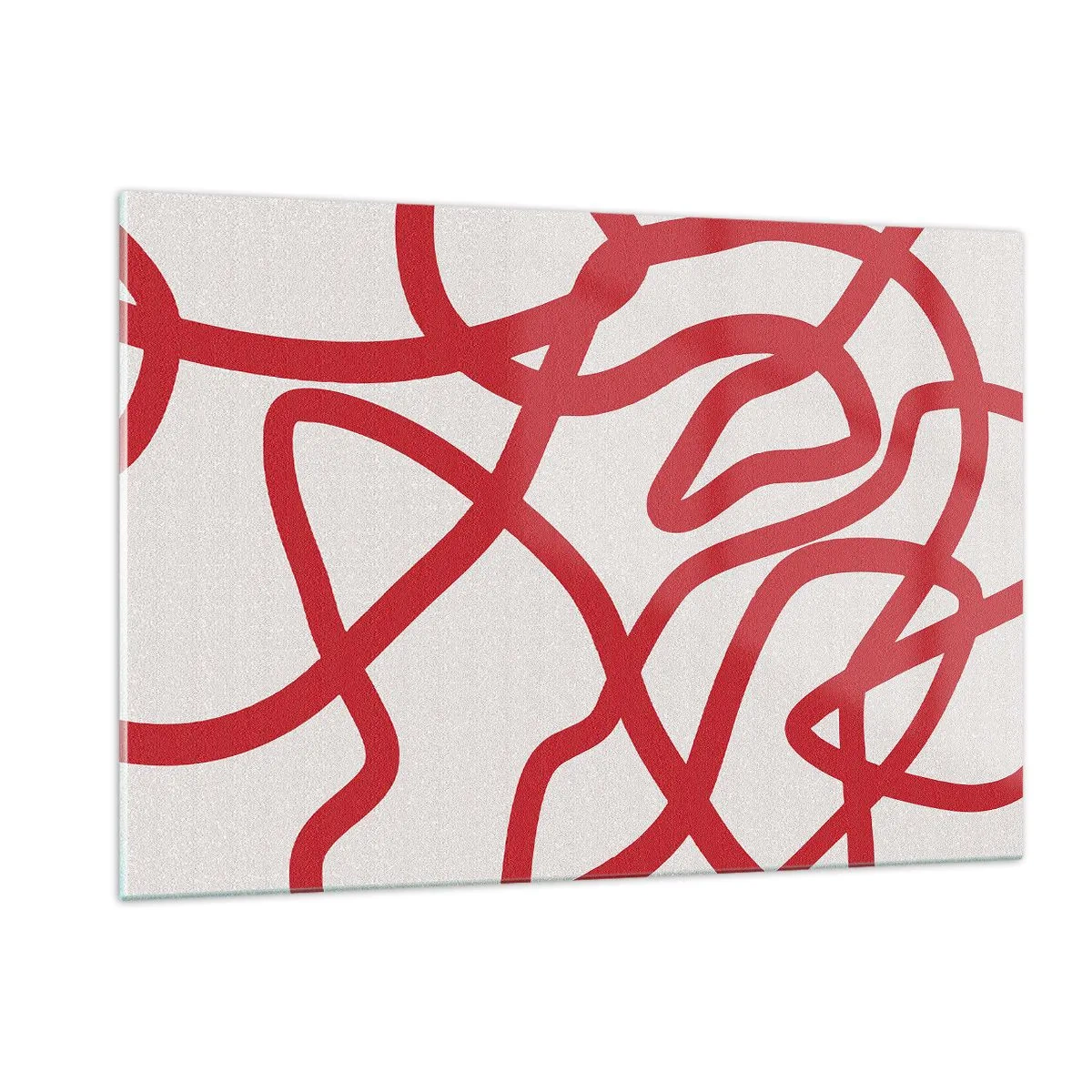 Impression sur verre - Image sur verre - Lignes rouges tourbillonnant dynamiquement sur un fond blanc - 120x80cm - Rouge sur blanc - Décoration murale moderne pour le salon et la chambre ARTTOR