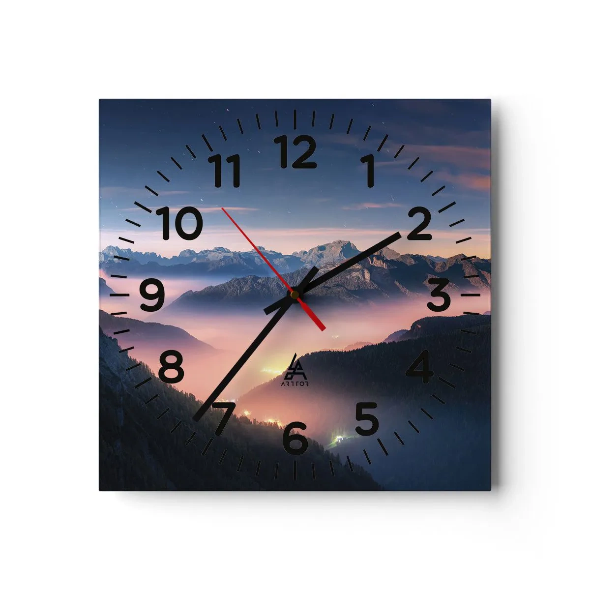 Horloge murale - Pendule murale - Lumière dans les vallées - 30x30 cm