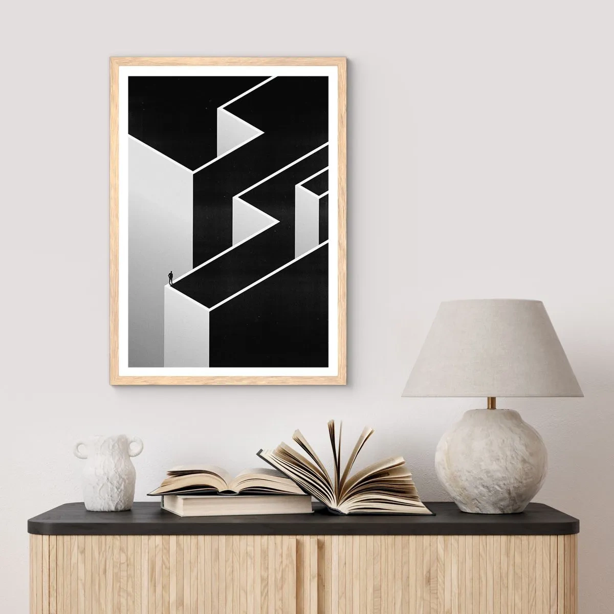 Affiche dans un chêne clair - Poster - La solitude au sommet - 70x100 cm