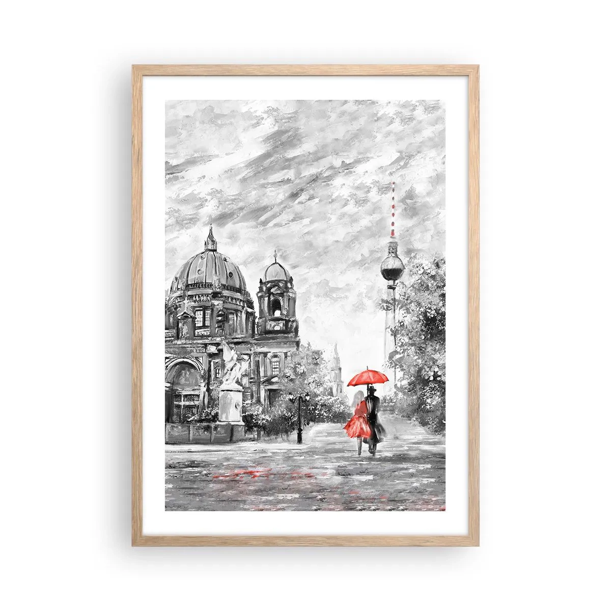 Affiche dans un chêne clair - Poster - Rencontre berlinoise - 50x70 cm