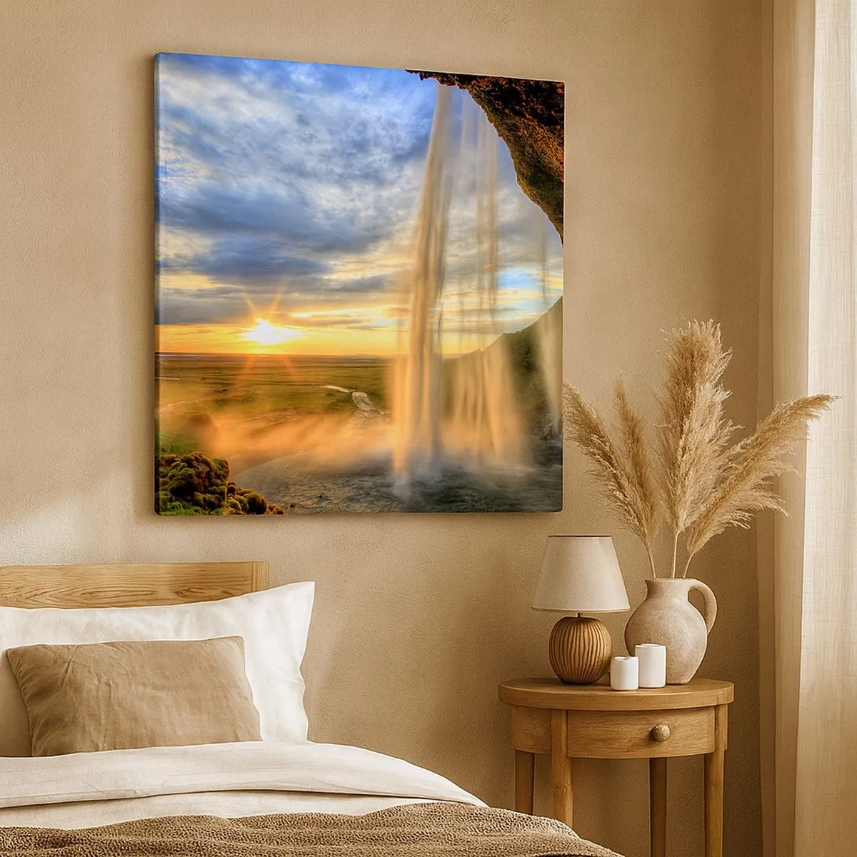 Impression sur toile - Image sur toile - Le monde derrière un voile de gouttes - 30x30 cm