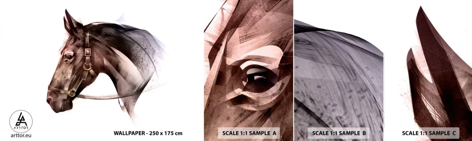 Échantillon De Papier Peint Standard Eco - Quelle grâce - Animaux, Tête de cheval, Cheval - 100x30 cm