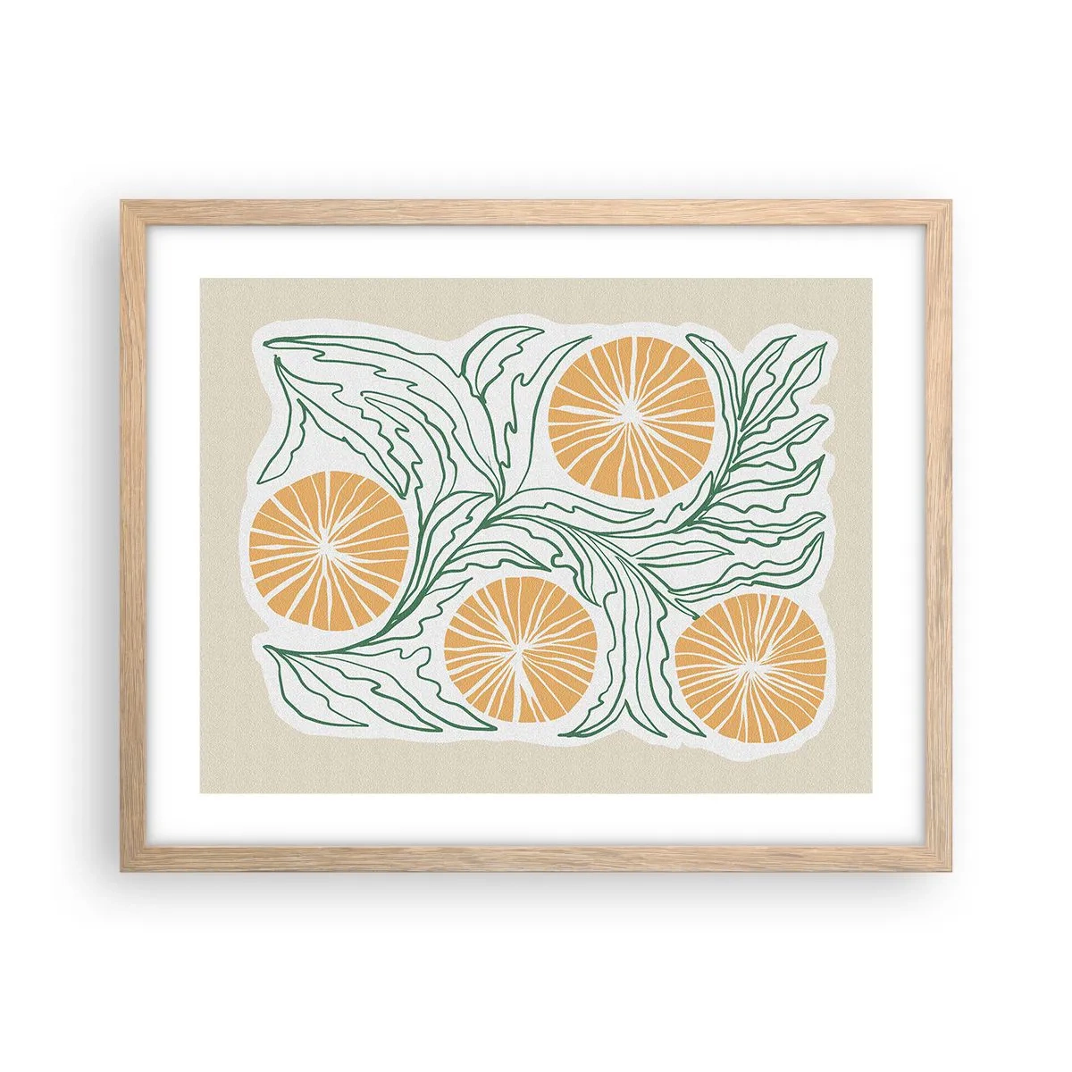 Affiche dans un chêne clair - Poster - Ethnique avec une pointe d'abstraction - 50x40 cm