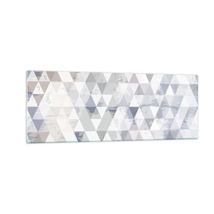 Impression sur verre - Image sur verre - Motif géométrique triangulaire dans des tons pastel - 140x50cm - En rythme de trois - Décoration murale moderne pour le salon et la chambre ARTTOR