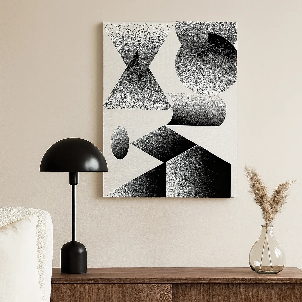Impression sur toile - Image sur toile - Géométrie composée d'angles et de formes ovales - 50x70cm - Angles et ovales - Décoration murale moderne pour le salon et la chambre ARTTOR