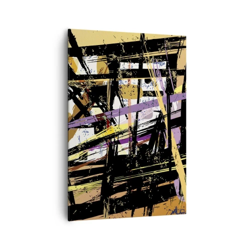 Impression sur toile - Image sur toile - Lignes et formes abstraites sur fond beige - 70x100cm - Une coupe nette - Décoration murale moderne pour le salon et la chambre ARTTOR