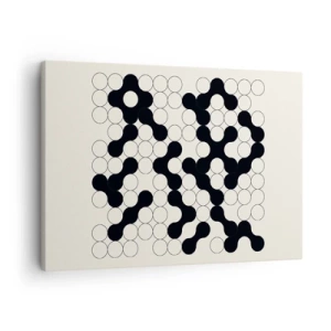 Impression sur toile - Image sur toile - Motifs noirs et blancs avec des cercles sur fond clair - 70x50cm - Jeu chinois – variation - Décoration murale moderne pour le salon et la chambre ARTTOR