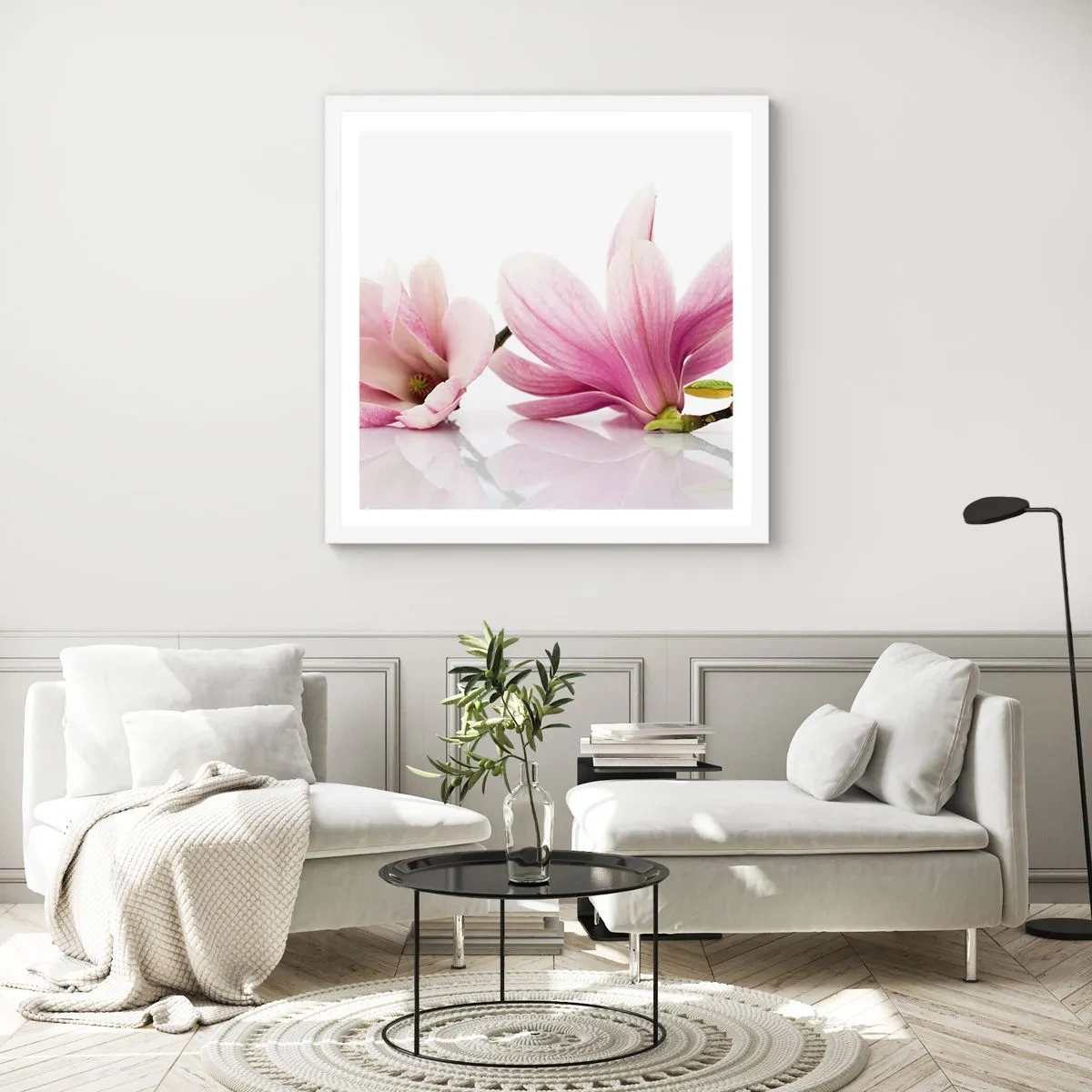 Affiche dans un cadre blanc - Poster - Délicat comme une brise de printemps - 60x60 cm
