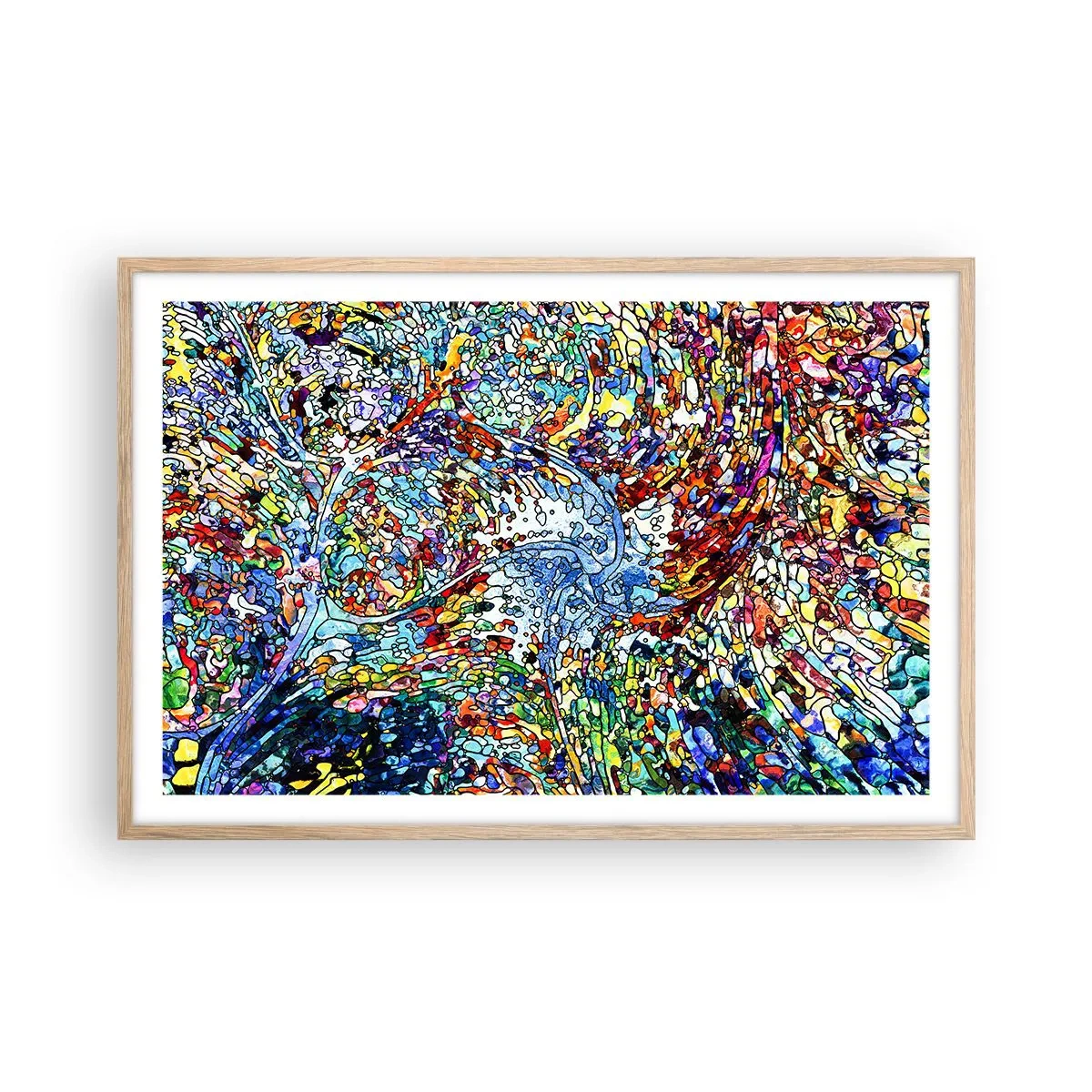 Affiche dans un chêne clair - Poster - Goutte de vitrail - 91x61 cm