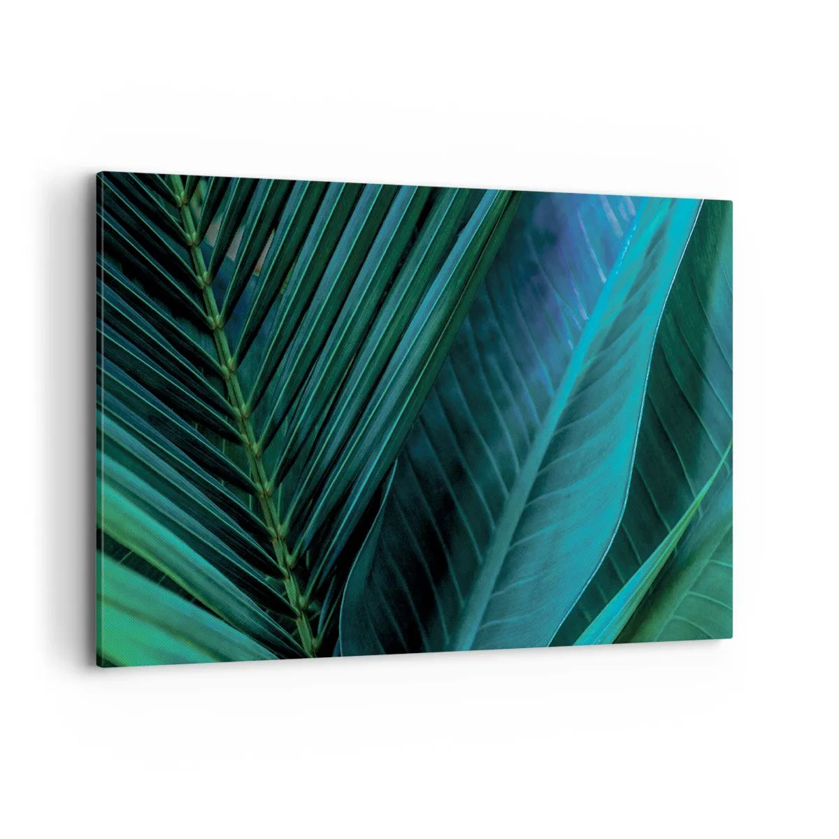 Impression sur toile - Image sur toile - Gros plan de feuilles vertes tropicales - 120x80cm - L'anatomie du vert - Décoration murale moderne pour le salon et la chambre ARTTOR