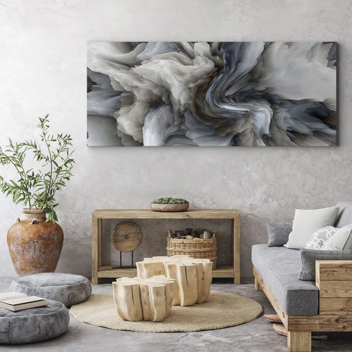 Impression sur toile - Image sur toile - Pierre et fleur - 100x40 cm