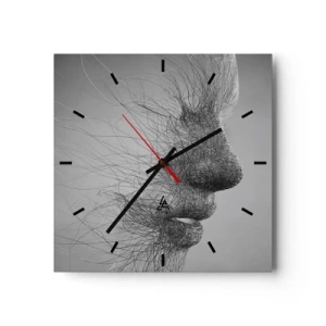 Horloge murale - Pendule murale - Profil facial artistique créé avec des lignes délicates - 30x30cm - L'esprit du vent - Décoration murale moderne pour le salon et la chambre ARTTOR