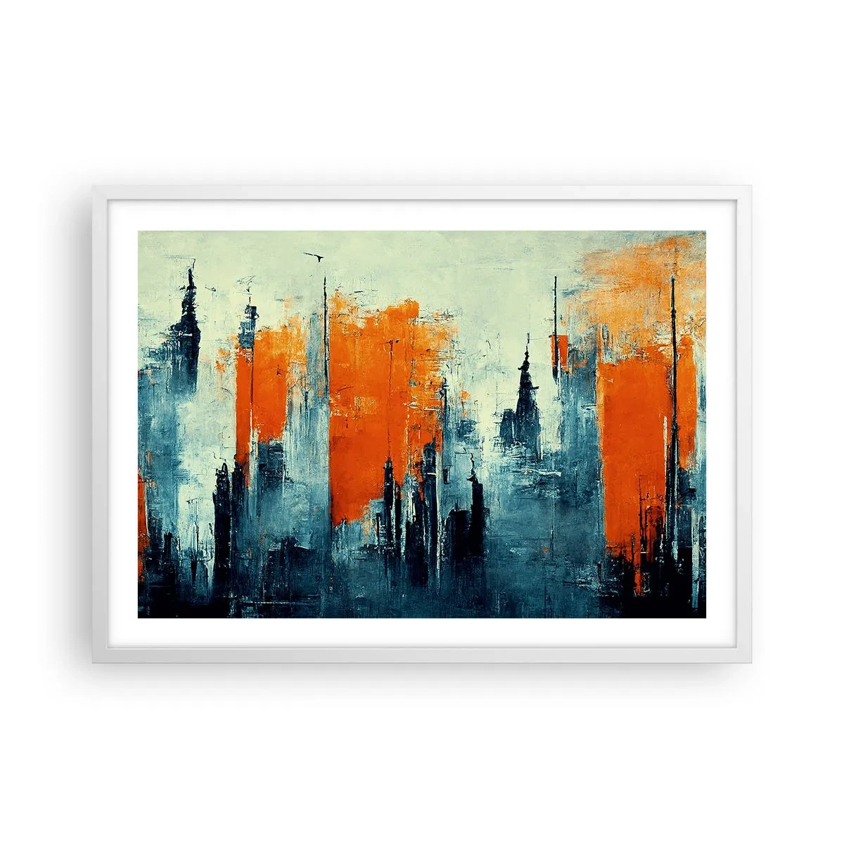 Affiche dans un cadre blanc - Poster - Paysage moderne - 70x50 cm