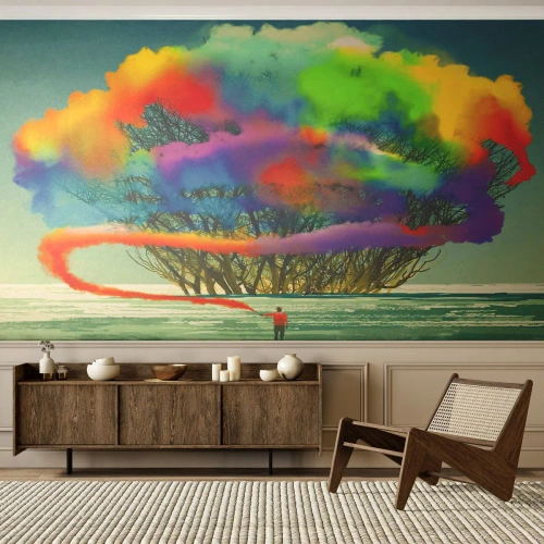 Papier Peint Photo Premium Canvas - Donner vie à ce monde - Abstraction, Homme, Modèle moderne - 500x350 cm