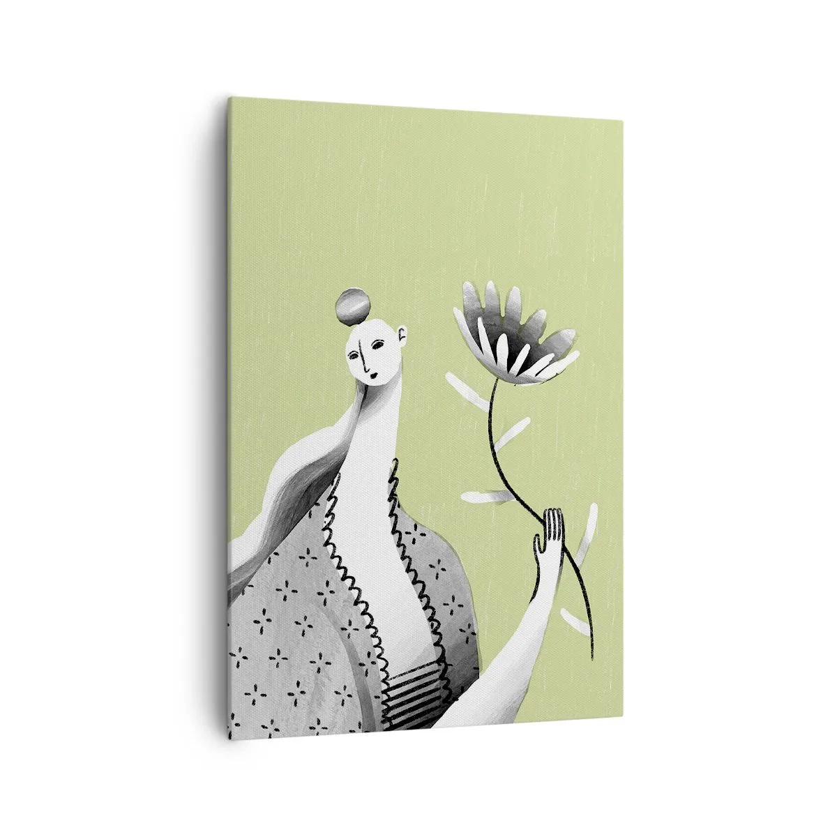 Impression sur toile - Image sur toile - Portrait moderniste – tenant une fleur - 70x100 cm