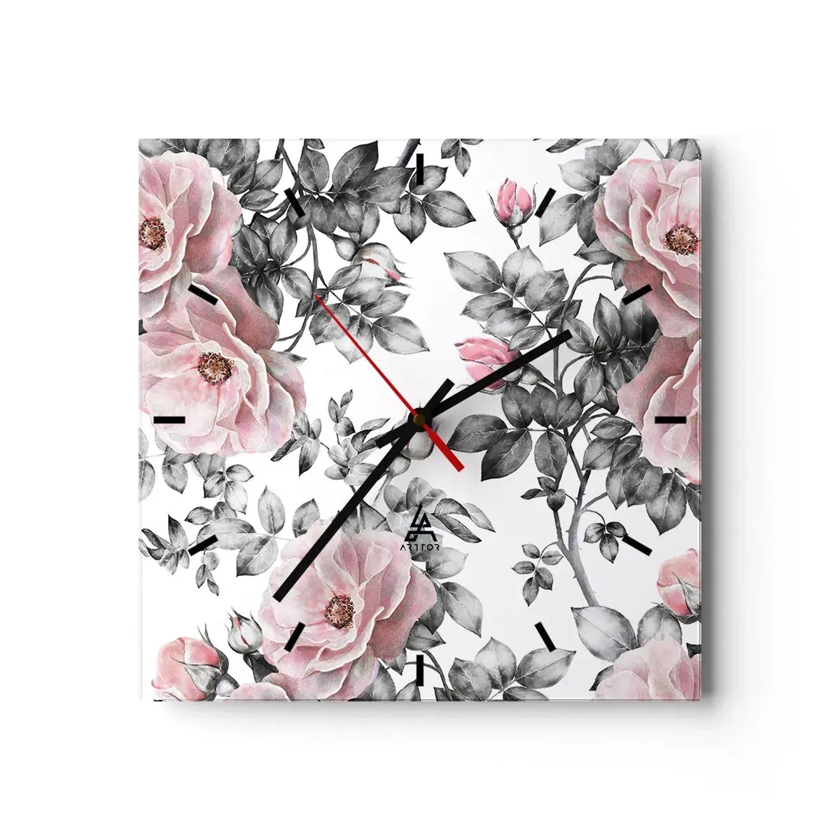 Horloge murale - Pendule murale - Se perdre dans les fleurs des roses - 40x40 cm
