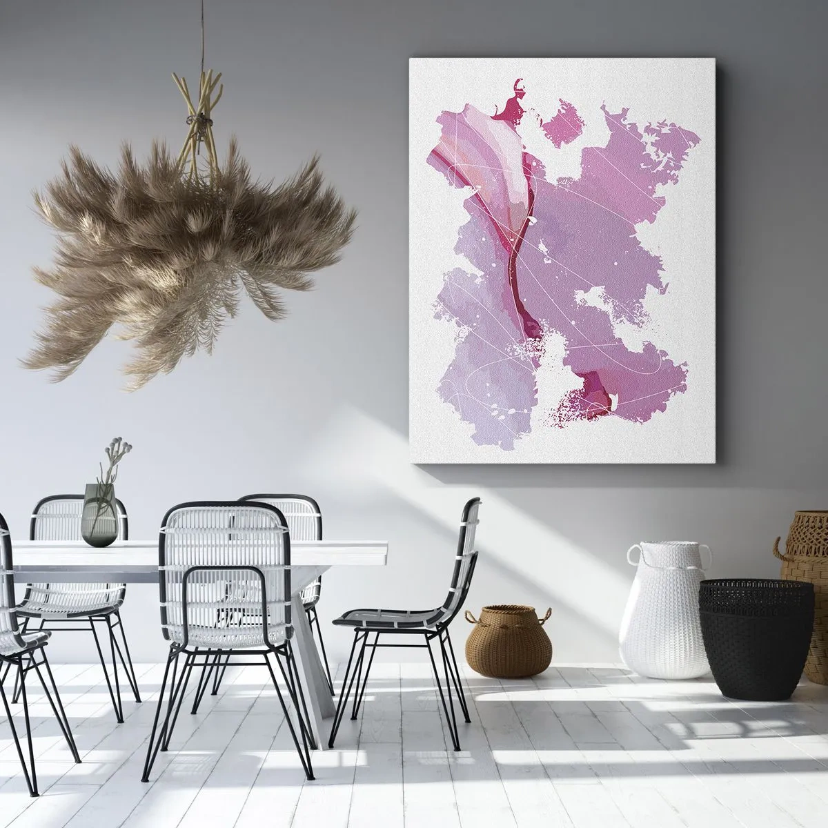 Impression sur toile - Image sur toile - Carte du monde abstraite dans les tons de rose - 80x120cm - Carte du monde rose - Décoration murale moderne pour le salon et la chambre ARTTOR