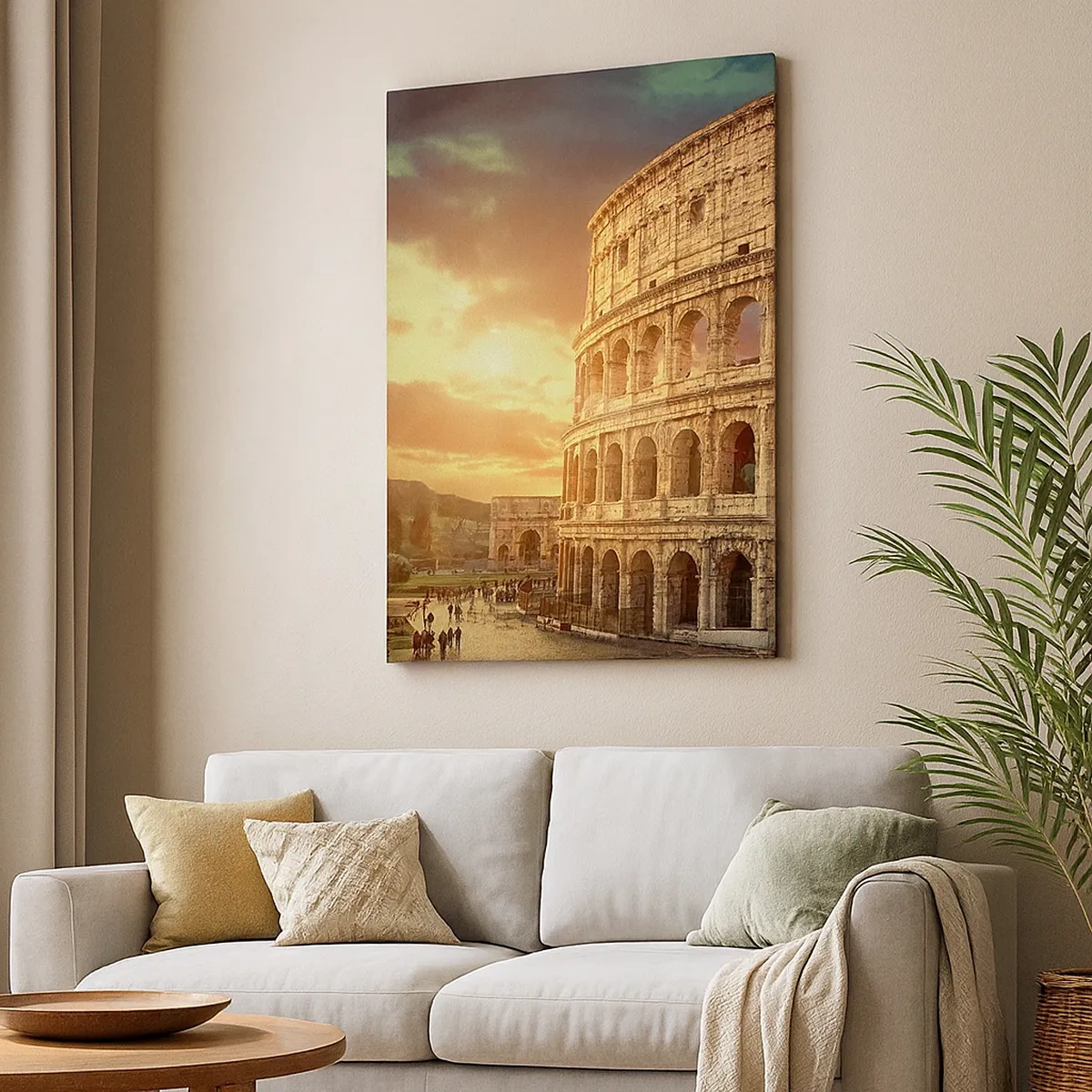 Impression sur toile - Image sur toile - Le Colisée de Rome au coucher du soleil - 50x70cm - Une impression colossale - Décoration murale moderne pour le salon et la chambre ARTTOR