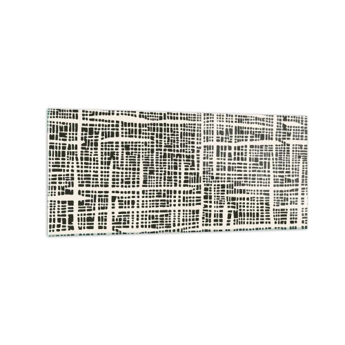 Impression sur verre - Image sur verre - Un motif géométrique ressemblant à une grille sur un fond clair - 120x50cm - Composition tissée - Décoration murale moderne pour le salon et la chambre ARTTOR