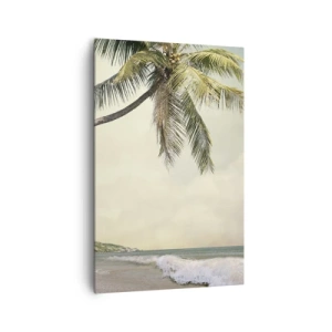 Impression sur toile - Image sur toile - Une plage avec des palmiers sur fond de mer calme - 80x120cm - Rêve tropical - Décoration murale moderne pour le salon et la chambre ARTTOR
