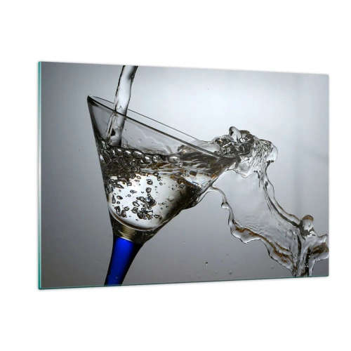 Impression sur verre - Image sur verre - Éclaboussures d'eau dans un verre à martini - 120x80cm - Eau cristalline dans un verre cristal - Décoration murale moderne pour le salon et la chambre ARTTOR
