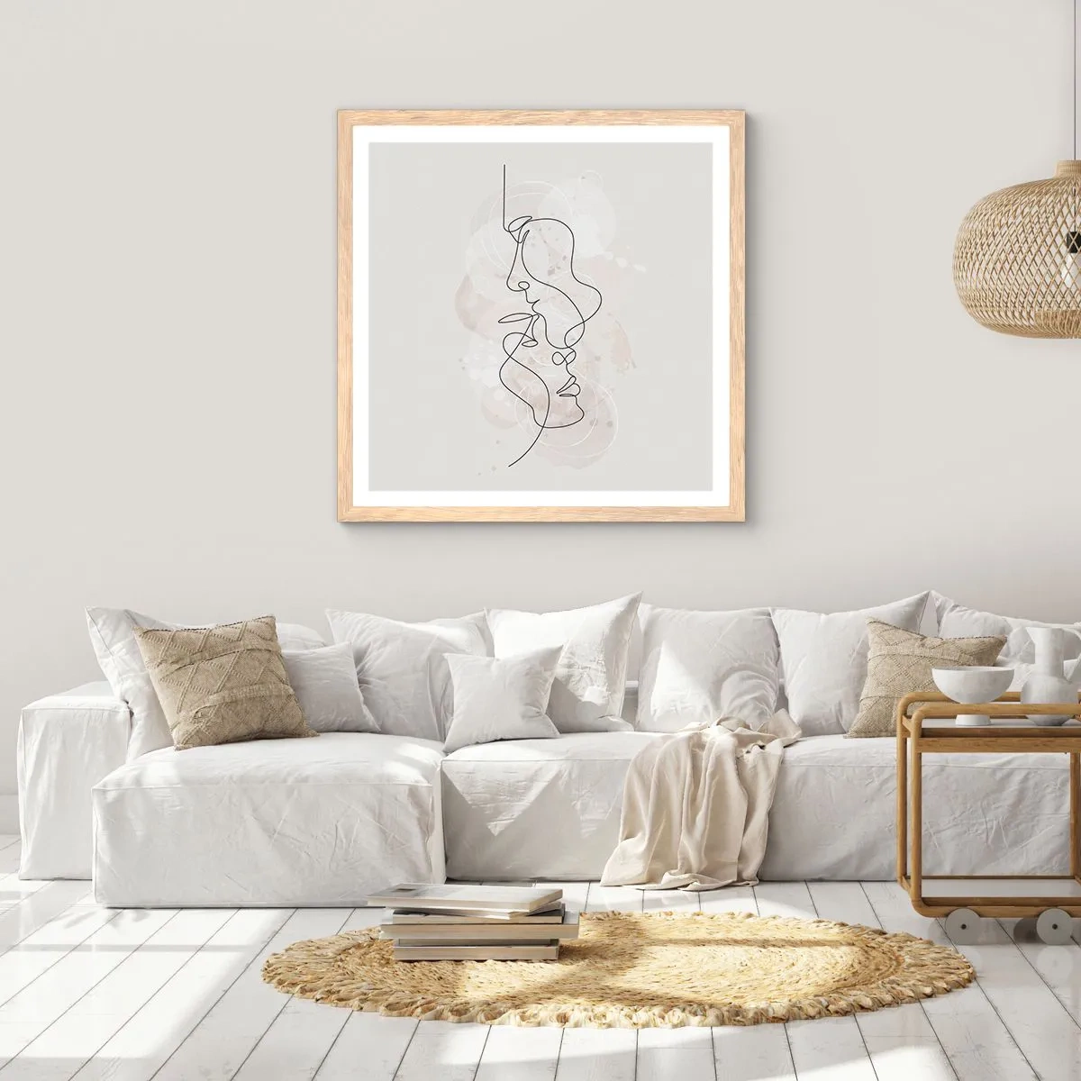 Affiche dans un chêne clair - Poster - Emmêlé dans une étreinte - 60x60 cm