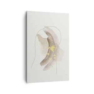 Impression sur toile - Image sur toile - Une composition abstraite dans les tons beige et or. - 80x120cm - rencontré dans l'espace - Décoration murale moderne pour le salon et la chambre ARTTOR