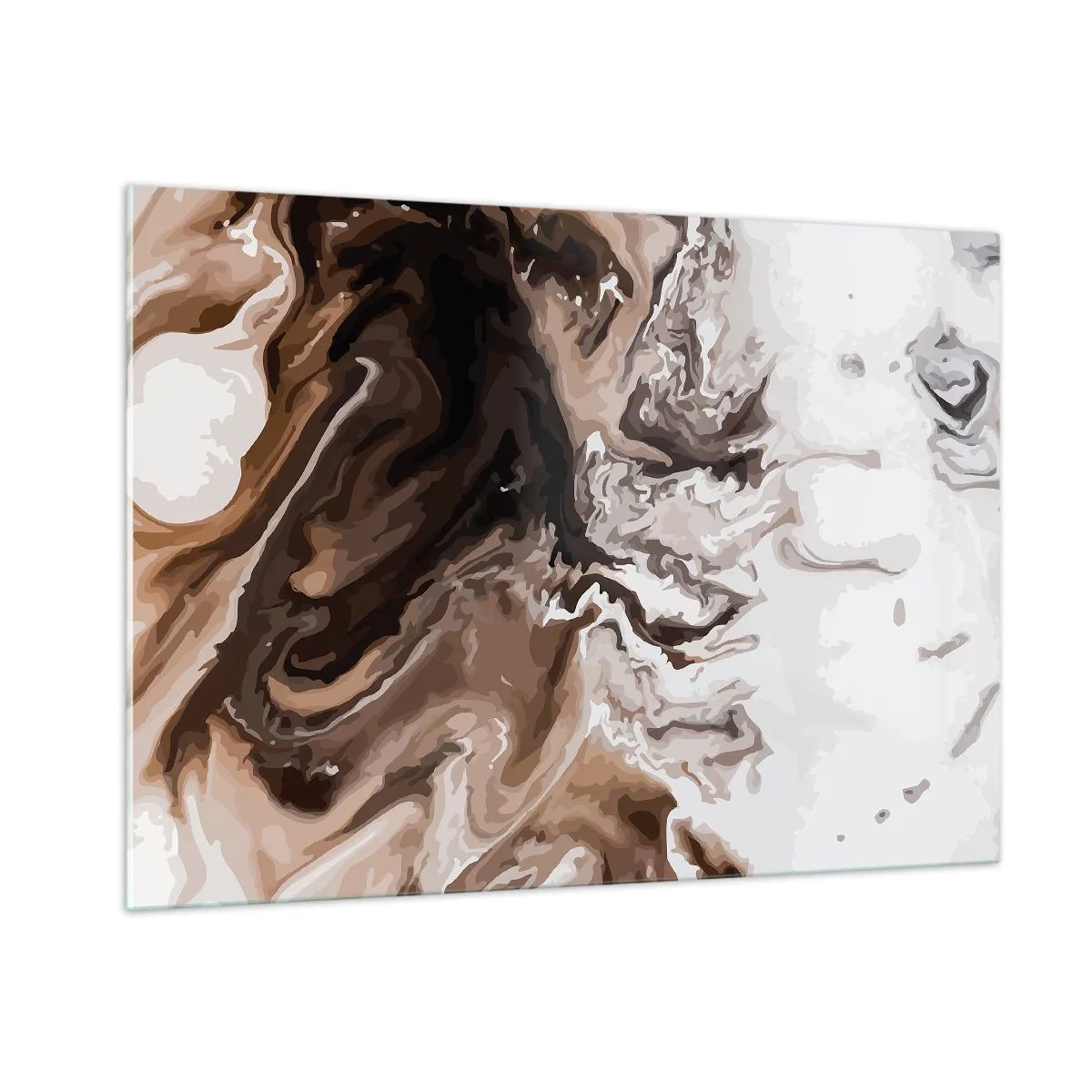Impression sur verre - Image sur verre - Motif abstrait dans des tons sombres de marron et de blanc - 100x70cm - Contraste de couleur - Décoration murale moderne pour le salon et la chambre ARTTOR