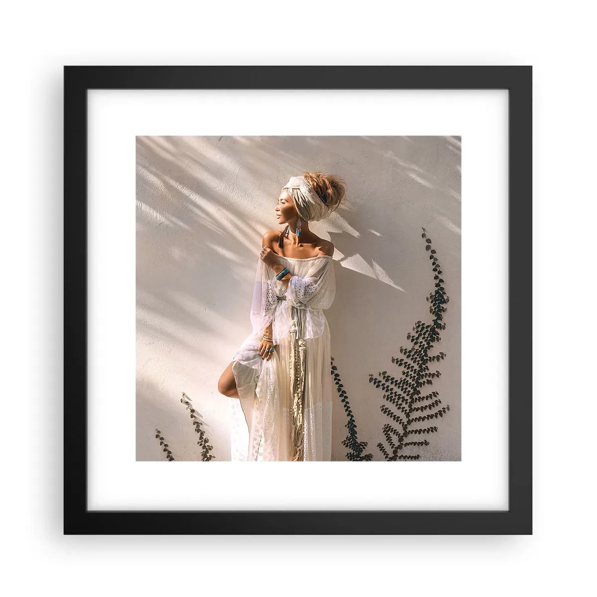 Affiche dans un cadre noir - Poster - Le soleil et la fille - 30x30 cm