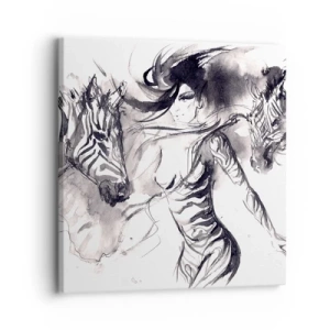 Impression sur toile - Image sur toile - Danse avec les zèbres - 30x30 cm