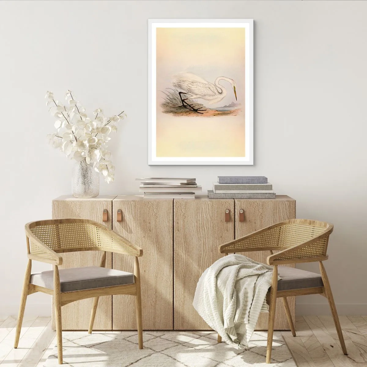 Affiche dans un cadre blanc - Poster - Dame sur les joncs - 40x50 cm