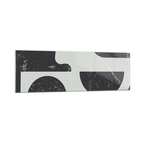 Impression sur verre - Image sur verre - Motifs géométriques dans les tons de noir et de gris - 160x50cm - Composition dessus et dessous - Décoration murale moderne pour le salon et la chambre ARTTOR