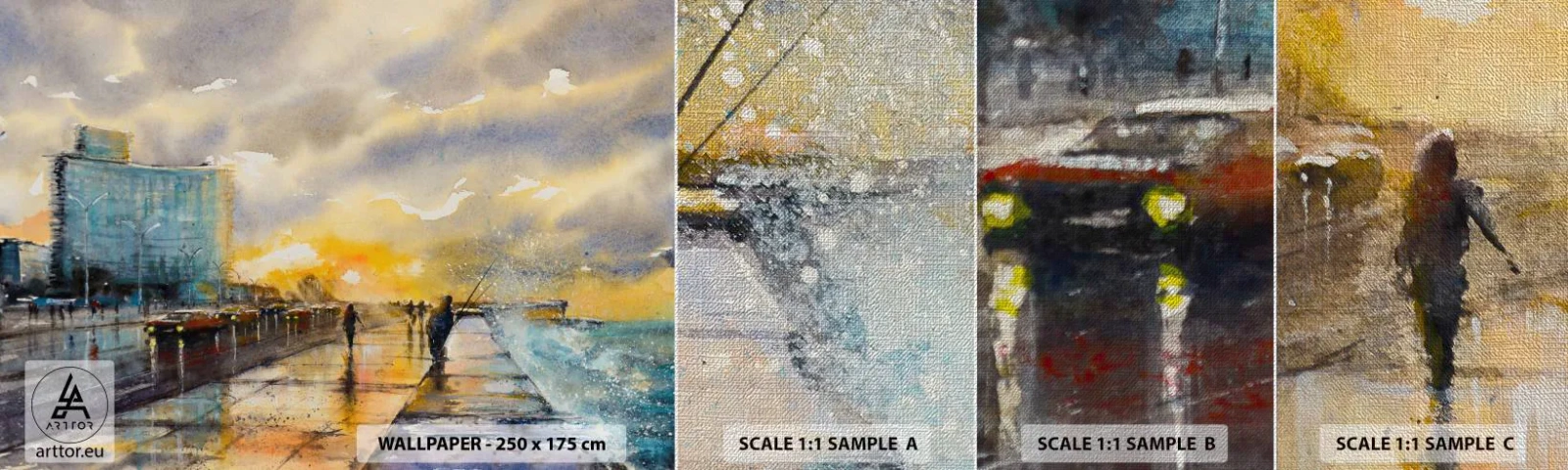 Échantillon de Papier Peint Premium Canvas - La vie sur le rivage - Paysage, Morceau, Coucher de soleil - 100x30 cm