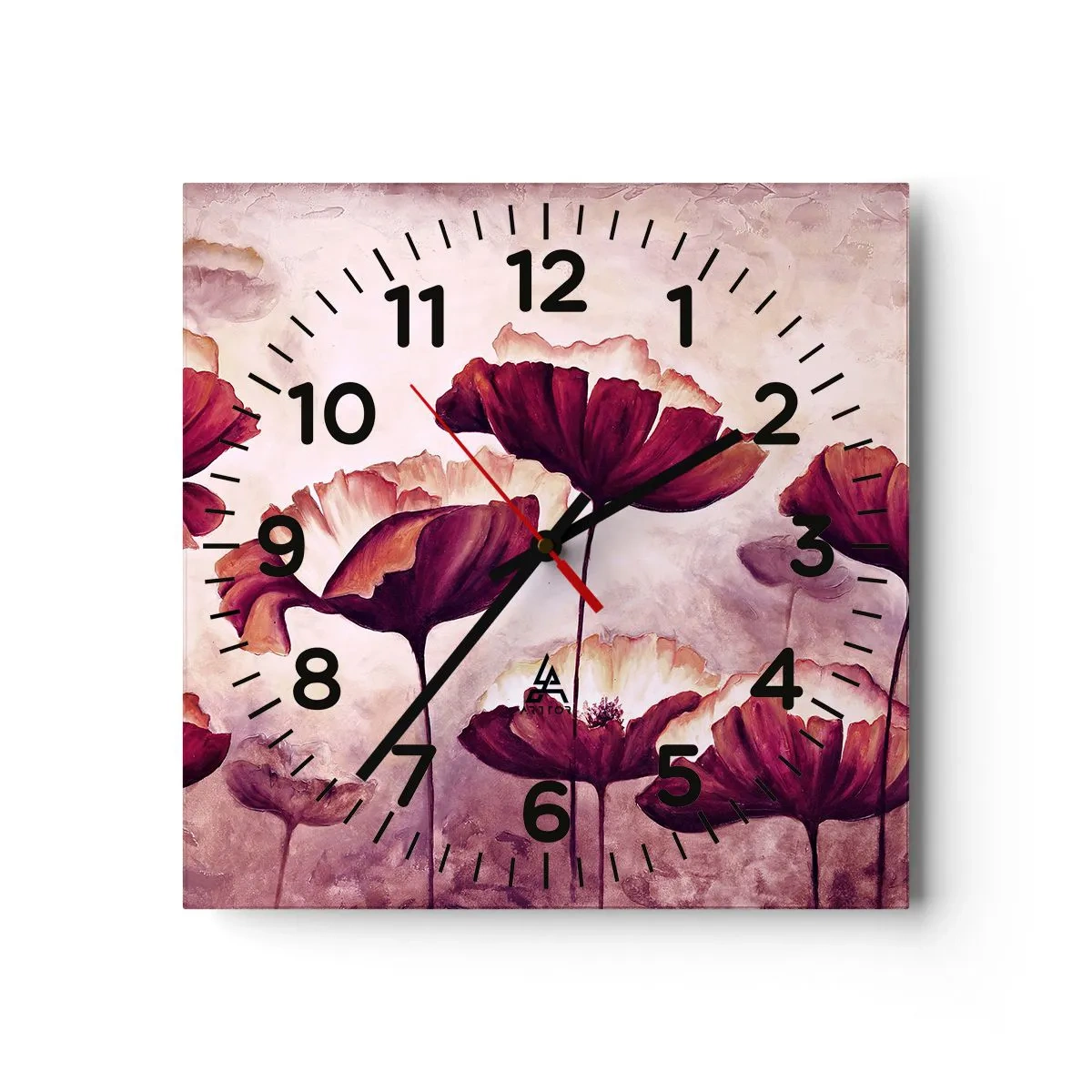Horloge murale - Pendule murale - Pétale rouge et blanc - 40x40 cm